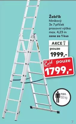 Žebřík hliníkový 3x 7 příček