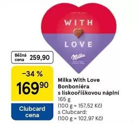 Milka With Love Bonboniéra s lískoříškovou náplní