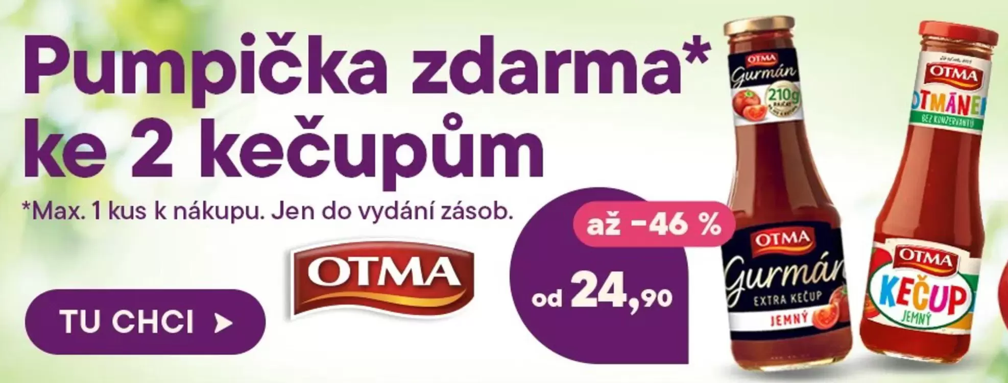 Pumpička zdarma ke 2 kečupům
