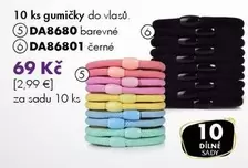 10 ks gumičky do vlasů. DA8680 barevné, DA86801 černé