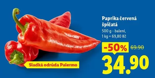 Paprika červená špičatá