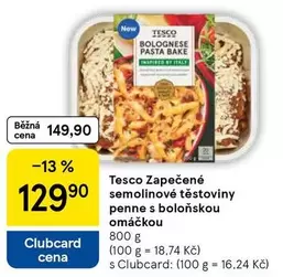 Tesco Zapečené semolinové těstoviny penne s boloňskou omáčkou