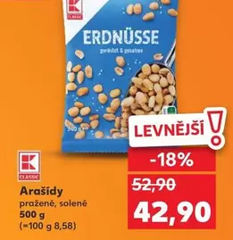Arašídy pražené, solené