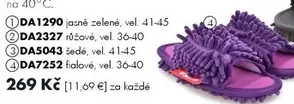 DA1290 jasně zelené, vel. 41-45, DA2327 růžové, vel. 36-40, DA5043 šedé, vel. 41-45, DA7252 fialové, vel. 36-40