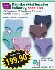 Dámské výšší bezešvé kalhotky, sada 3 ks