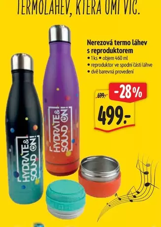Nerezová termo láhev s reproduktorem