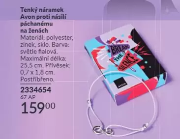 Tenký náramek Avon proti násilí páchanému na ženách 2334654
