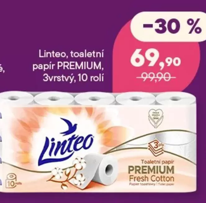 Toaletní papír PREMIUM, 3vrstvý, 10 rolí