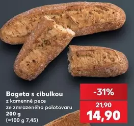 Bageta s cibulkou z kamenné pece ze zmrazeného polotovaru
