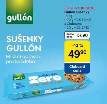 Gullón sušenky Zero Choc Chip Cookies