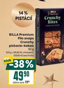 BILLA Premium Filo snaps Crunchy pistacie-kakao