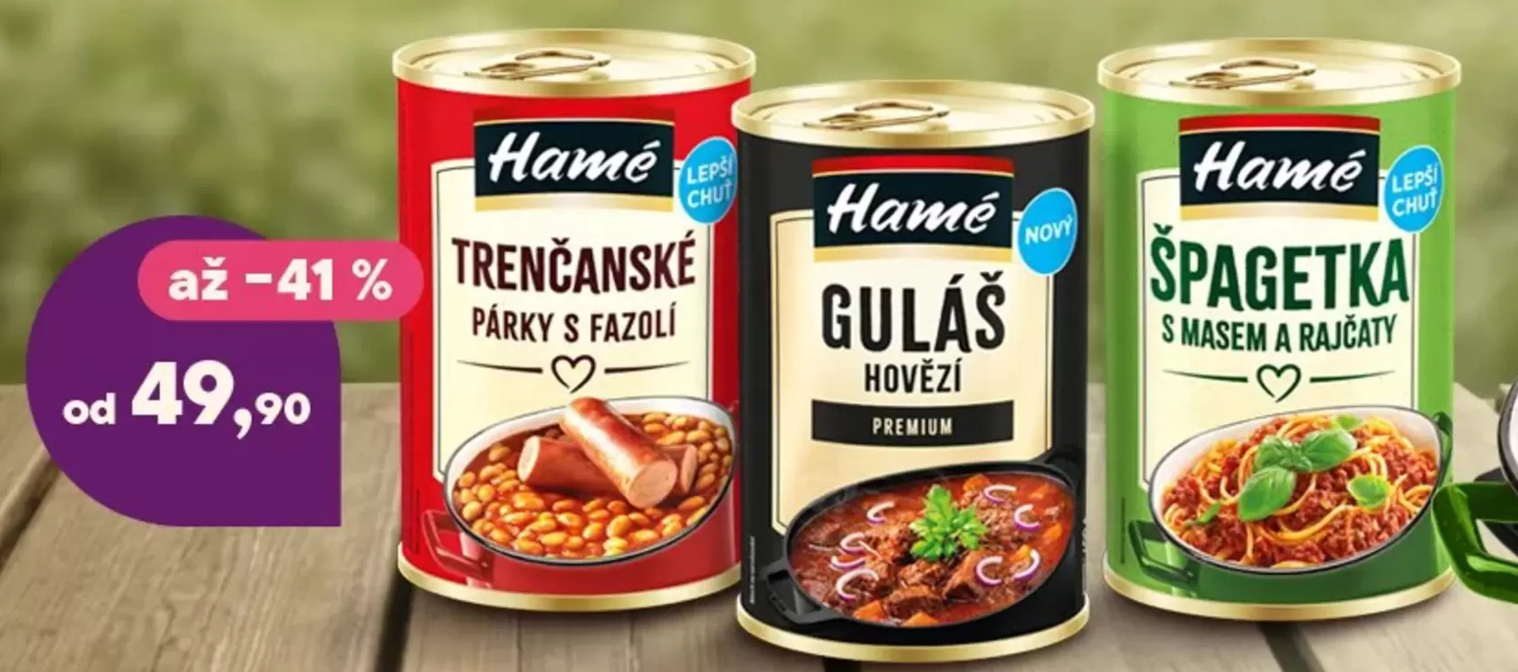 Trenčianske párky s fazuľou, Guláš hovädzí, Špagetka s masom a rajčaty