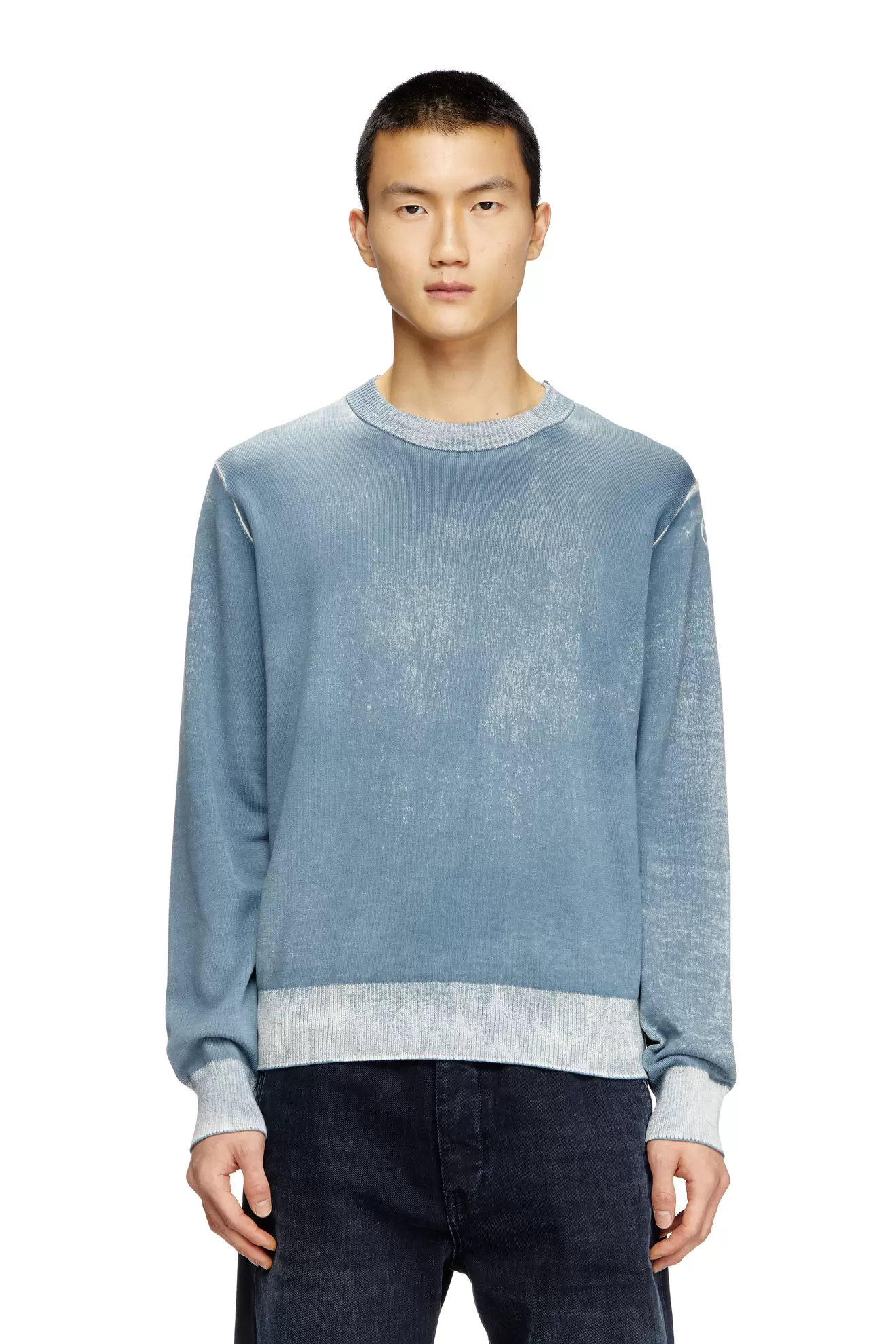 Reverse-print cotton jumper