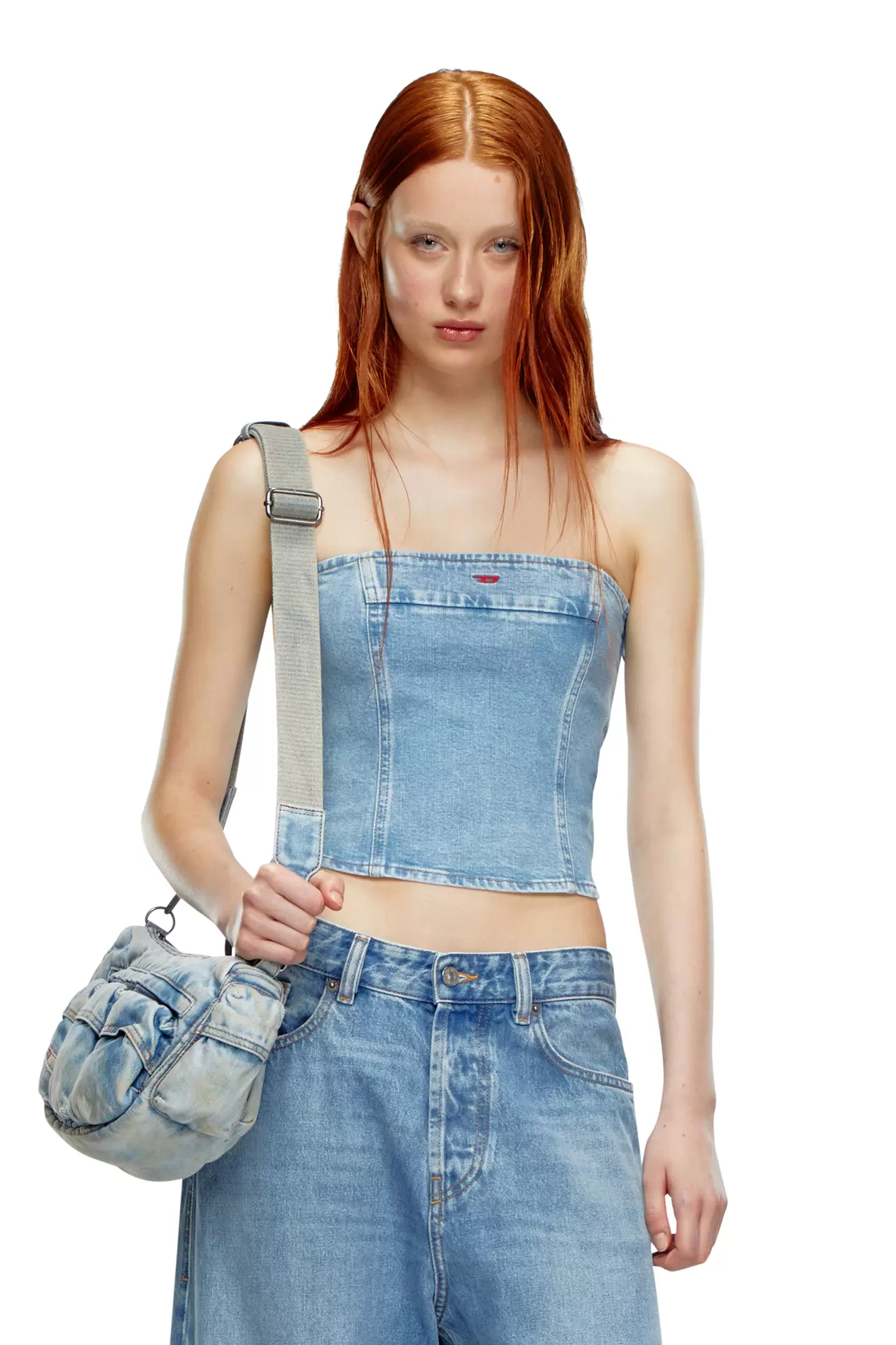 Tube top in stretch denim