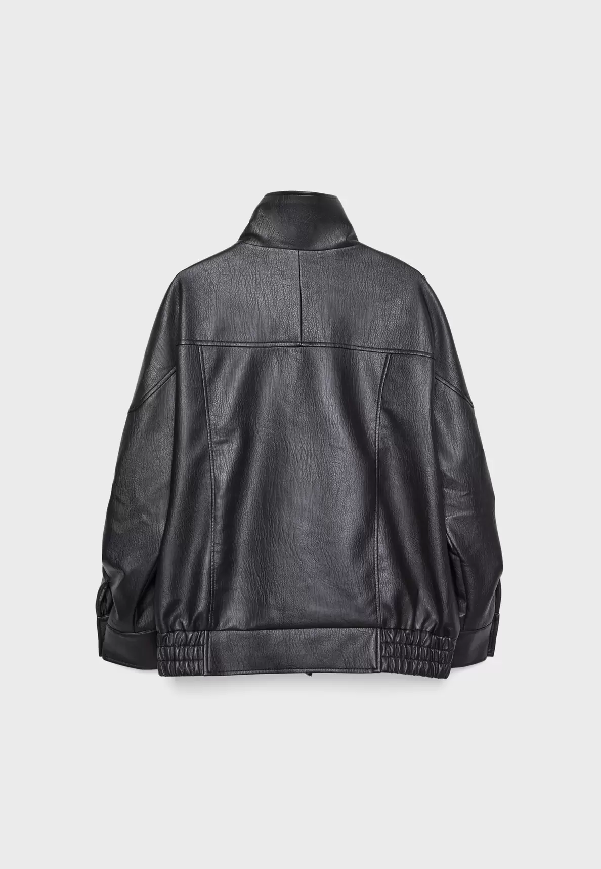 Bunda oversize z imitace kůže s límcem