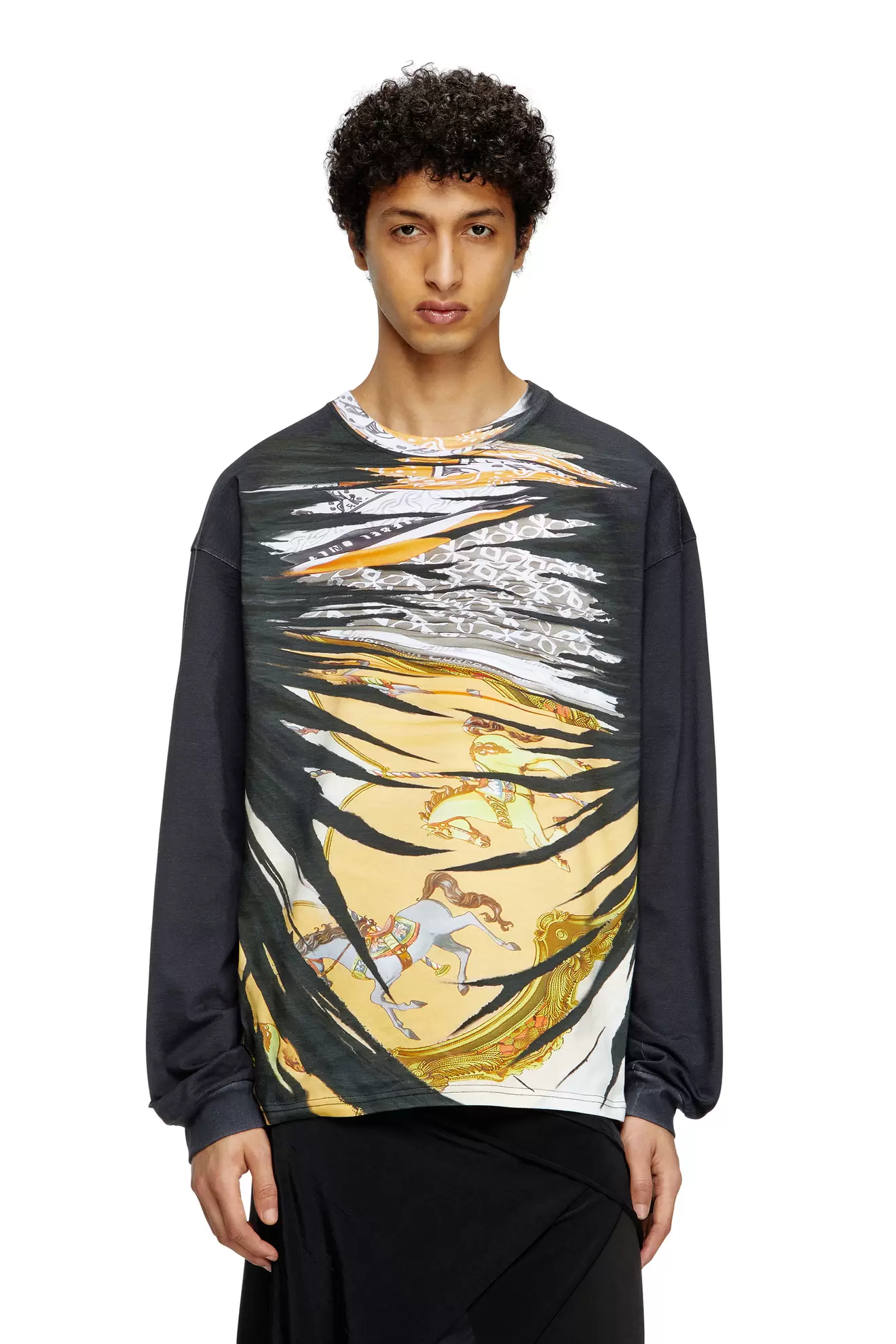 Long-sleeve T-shirt with bandana print
