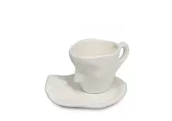 Dekorativní hrnek s podšálkem - TVÁŘE, 15 cm 