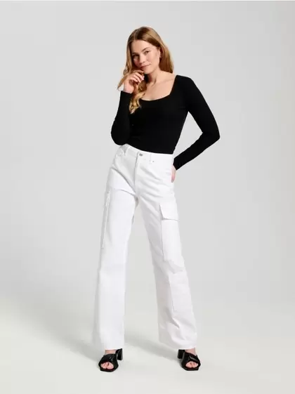 Džíny high waist wide leg
