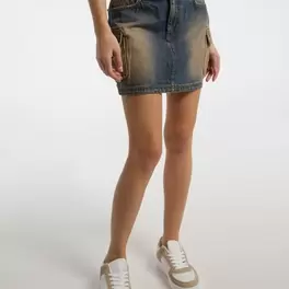 Denimová cargo mini sukně
