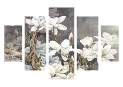 5dílný obraz KVĚTY - moderní nástěnná dekorace z MDF, 92 x 56 cm - II. jakost, POUZE OSOBNÍ ODBĚR