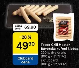 Tesco Grill Master Bavorská kuřecí klobása