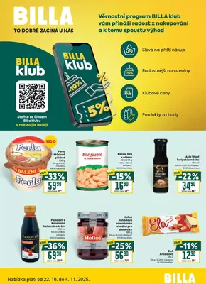 Billa katalog v Klatovy | Leták BILLA klub | 2025-10-22T00:00:00.000Z - 2025-11-05T00:00:00.000Z