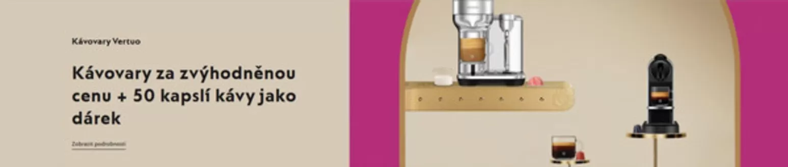Nespresso katalog | Kávovary za zvýhodněnou cenu + 50 kapslí kávy jako dárek | 2025-12-04T00:00:00.000Z - 2025-12-17T00:00:00.000Z