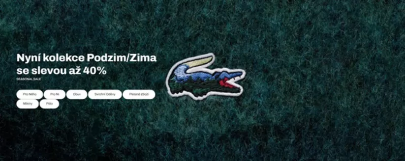 Lacoste katalog v Brno | Nyní kolekce Podzim/Zima se slevou až 40% | 2026-01-21T00:00:00.000Z - 2026-02-03T00:00:00.000Z