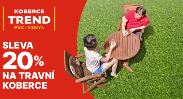 Koberce Trend katalog v Černošice | Dubnová sleva 20% na travní koberce | 2026-04-01T00:00:00.000Z - 2026-04-30T00:00:00.000Z