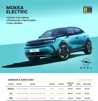 Opel katalog v Chomutov | OPEL MOKKA ELECTRIC | 2026-04-03T00:00:00.000Z - 2026-06-30T00:00:00.000Z