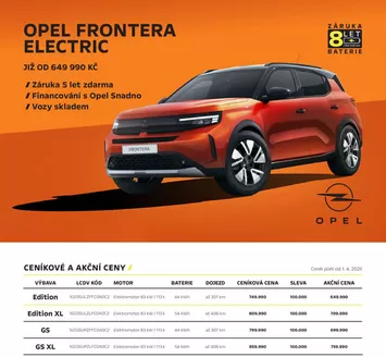 Opel katalog v Chomutov | OPEL FRONTERA ELECTRIC | 2026-04-03T00:00:00.000Z - 2026-06-30T00:00:00.000Z