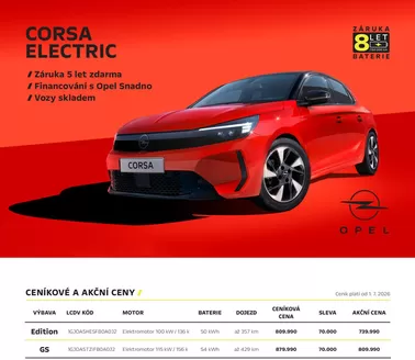 Opel katalog v Příbram | OPEL CORSA ELECTRIC | 2026-07-14T00:00:00.000Z - 2026-09-30T00:00:00.000Z