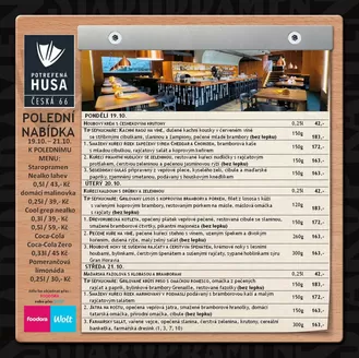 Potrefená Husa katalog v Ostrava | Polední menu | 2026-10-19T00:00:00.000Z - 2026-10-23T00:00:00.000Z