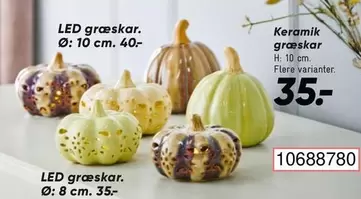 Keramik - LED græskar,  græskar