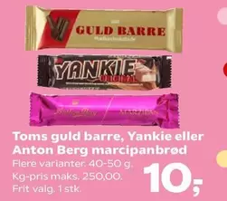 guld barre, Yankie eller Anton Berg marcipanbrød