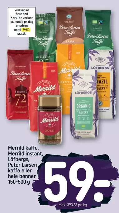 Java - Merrild kaffe, Merrild instant, Löfbergs, Peter Larsen kaffe eller hele bønner