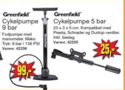 Cykelpumpe 9 bar, Cykelpumpe 5 bar
