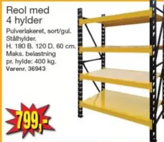 Reol med 4 hylder