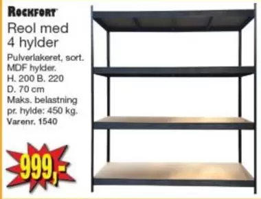 Reol med 4 hylder