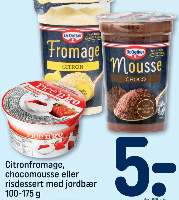Dr Oetker - Citronfromage, chocomousse eller risdessert med jordbær