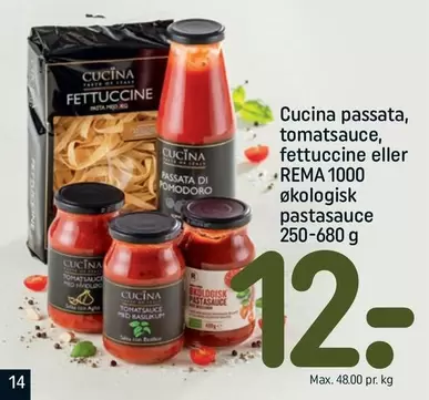 Cucina passata, tomatsauce, fettuccine eller REMA 1000 økologisk pastasauce