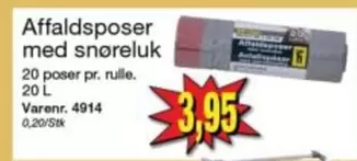 Affaldsposer med snøreluk