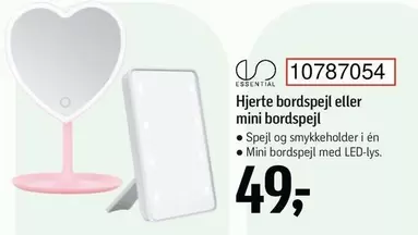 Hjerte bordspejl eller mini bordspejl