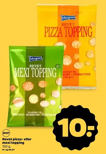 Revet pizza- eller mexi topping