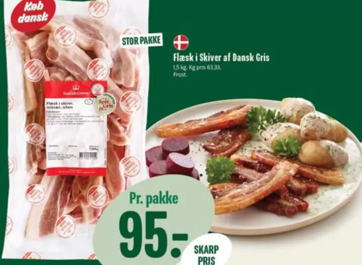 Flæsk i Skiver af Dansk Gris
