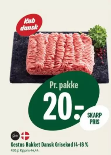 Hakket Dansk Grisekød 14-18%