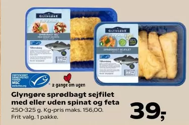 sprødbagt sejfilet med eller uden spinat og feta
