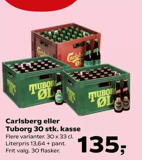 Carlsberg -  eller Tuborg 30 stk. kasse