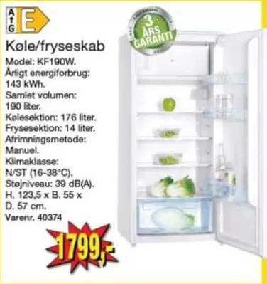 Køle/fryseskab KF190W