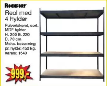 Reol med 4 hylder